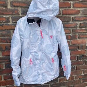 Spyder White and Gray Hooded Jacket with Pink Accents Women’s Small